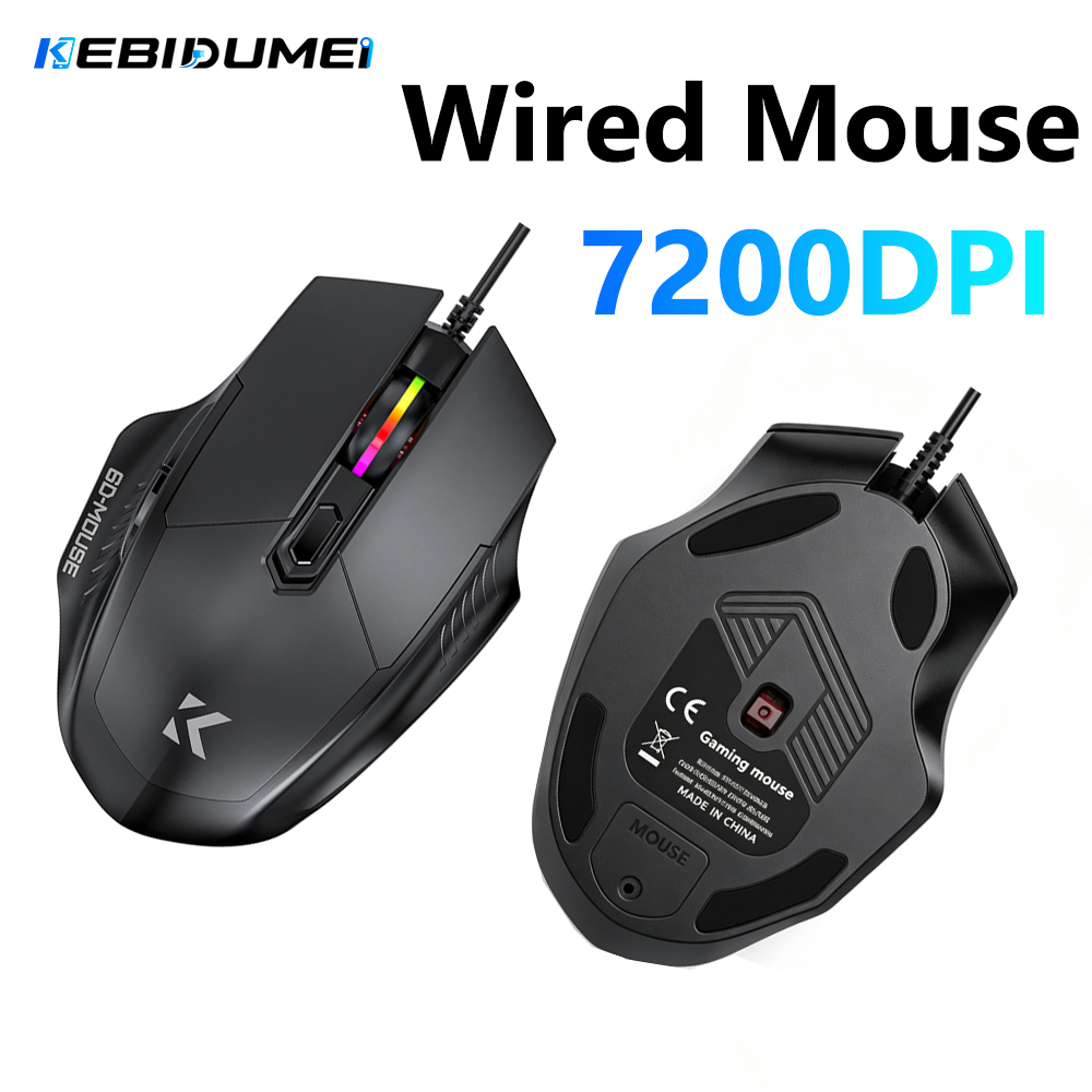 Laptop Accessories Rgb - KEBIDUMEI 7200DPI เมาส์แบบมีสาย 6 ปุ่มเมาส์สำหรับเล่นเกม USB