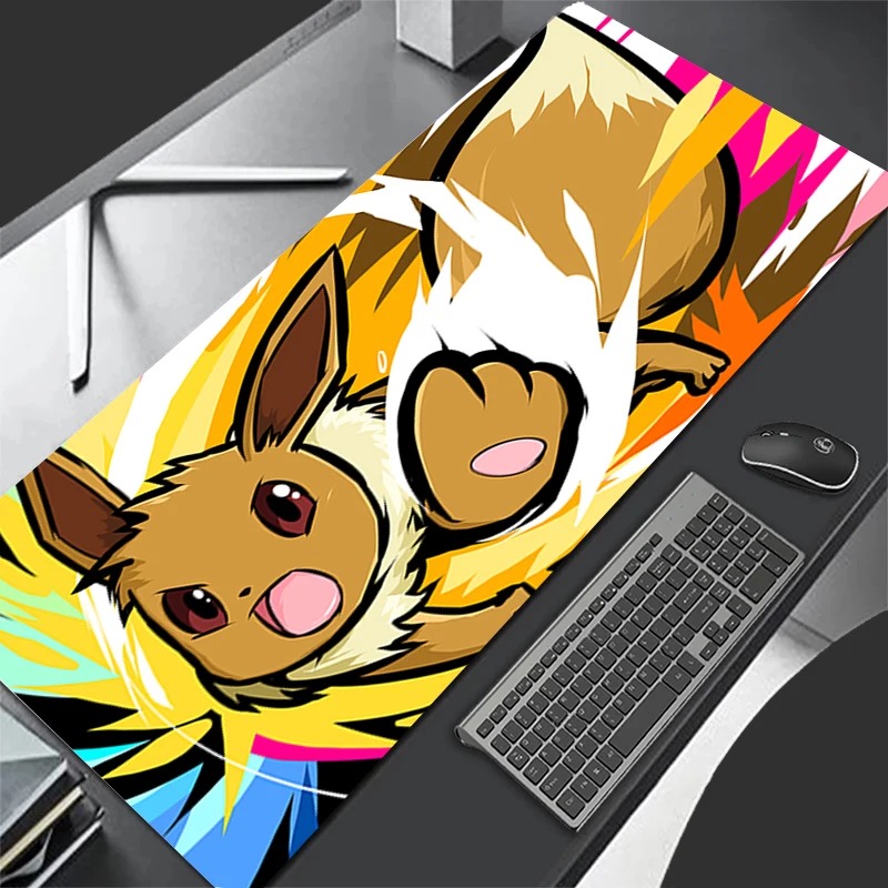 Laptop Accessories Mouse - P-Pokemon Eevee Anime Gaming Mouse Pad,แผ่นรองเม้าส์แบบขยายได้,แผ่นรองคีย์บอร์ดสำหรับแล็ปท็อปพีซี