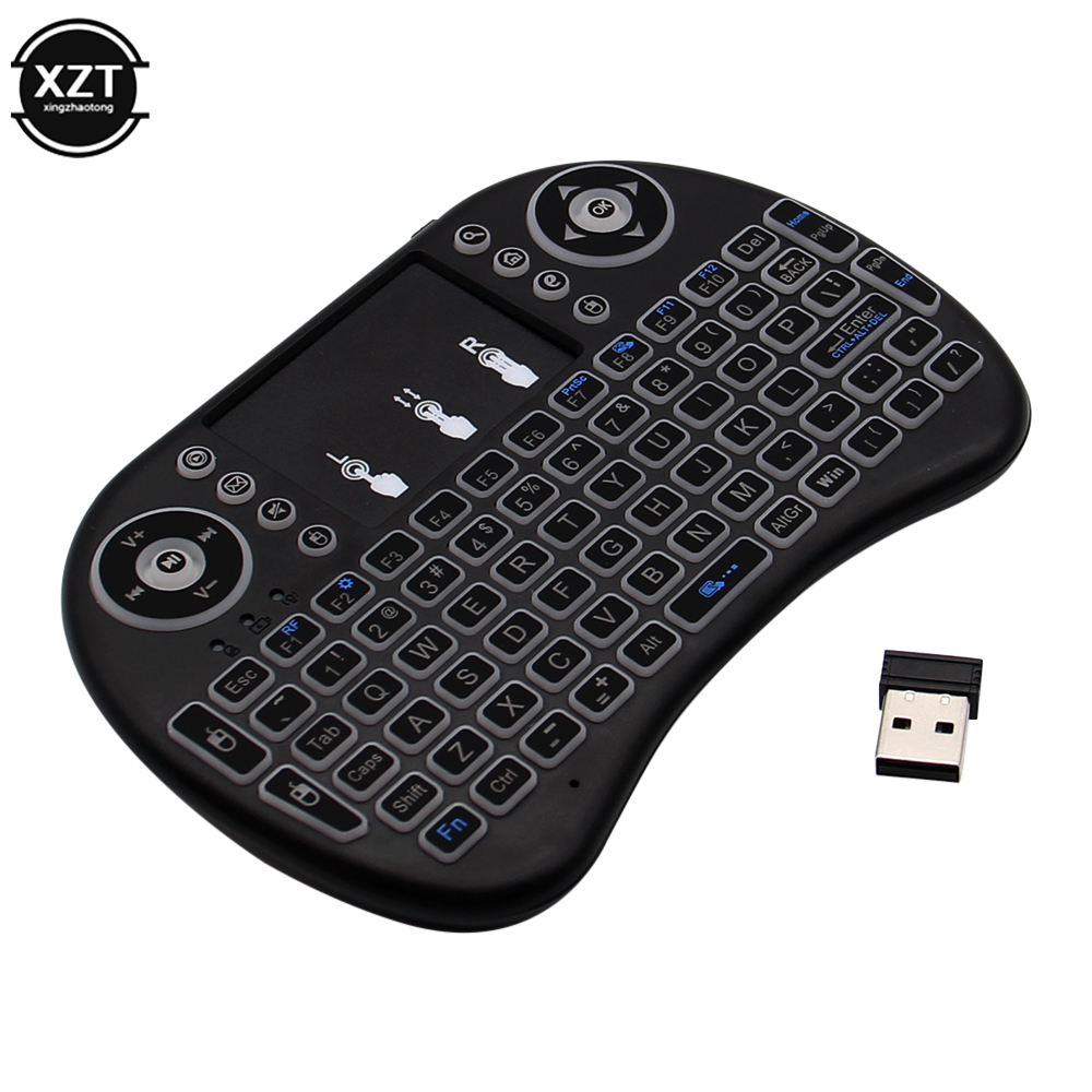 Mini Wireless Mouse - Backlit เมาส์ภาษาอังกฤษภาษารัสเซีย, ภาษาสเปนโปรตุเกส2.4กรัมรีโมทคอนโทรลทัชแพดสำหรับแอนดรอยด์ทีวี I8พีซีคีย์บอร์ดไร้สายขนาดเล็ก