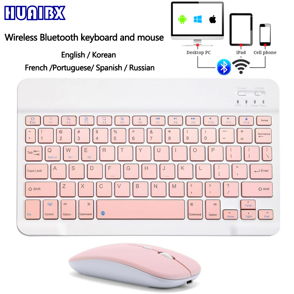 Mini Wireless Mouse - 10 นิ้วคีย์บอร์ดไร้สายบลูทูธมินิสำหรับไอแพดโทรศัพท์แท็บเล็ตคีย์บอร์ดบลูทูธแบบพกพาและเมาส์สำหรับซัมซุง เสี่ยวมี่ แอนดรอยด์