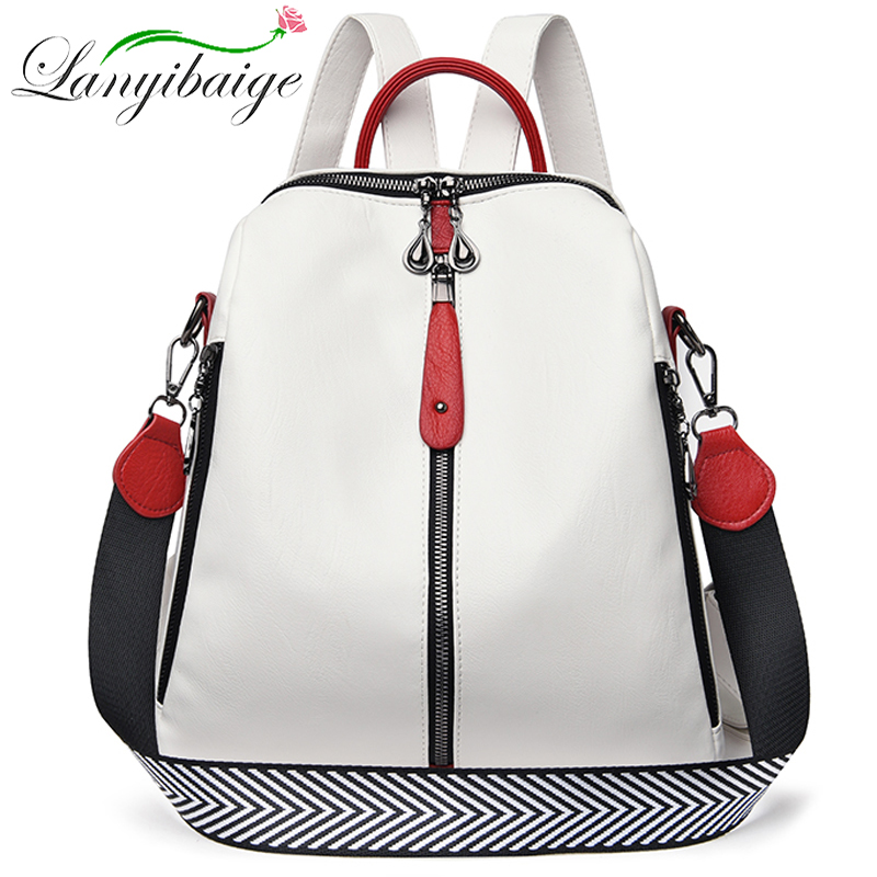 Laptop Accessories For Girls - กระเป๋าเป้แฟชั่นผู้หญิงกระเป๋าสะพายหลังหนังแท้นุ่มสีขาวคุณภาพสูงเดินทางกระเป๋าเป้สะพายหลังโรงเรียนกระเป๋าเป้สำหรับเด็กหญิง SAC A DOS ขายดี