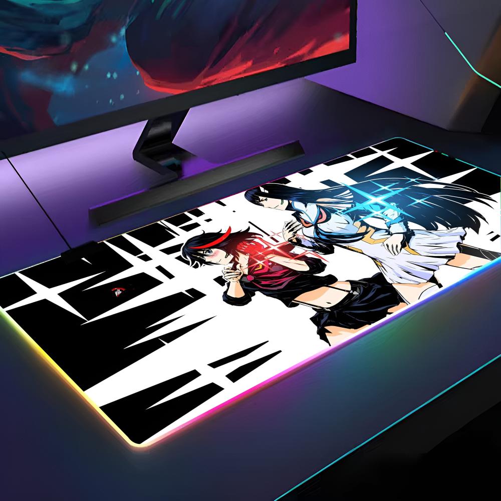 Laptop Accessories Rgb - KILL LA KILL แผ่นรองเมาส์ RGB แบ็คไลท์แผ่นรองเมาส์แล็ปท็อปแผ่นรองเมาส์แล็ปท็อปเกมเมอร์โต๊ะคอมพิวเตอร์อุปกรณ์เสริมสำหรับเล่นเกม