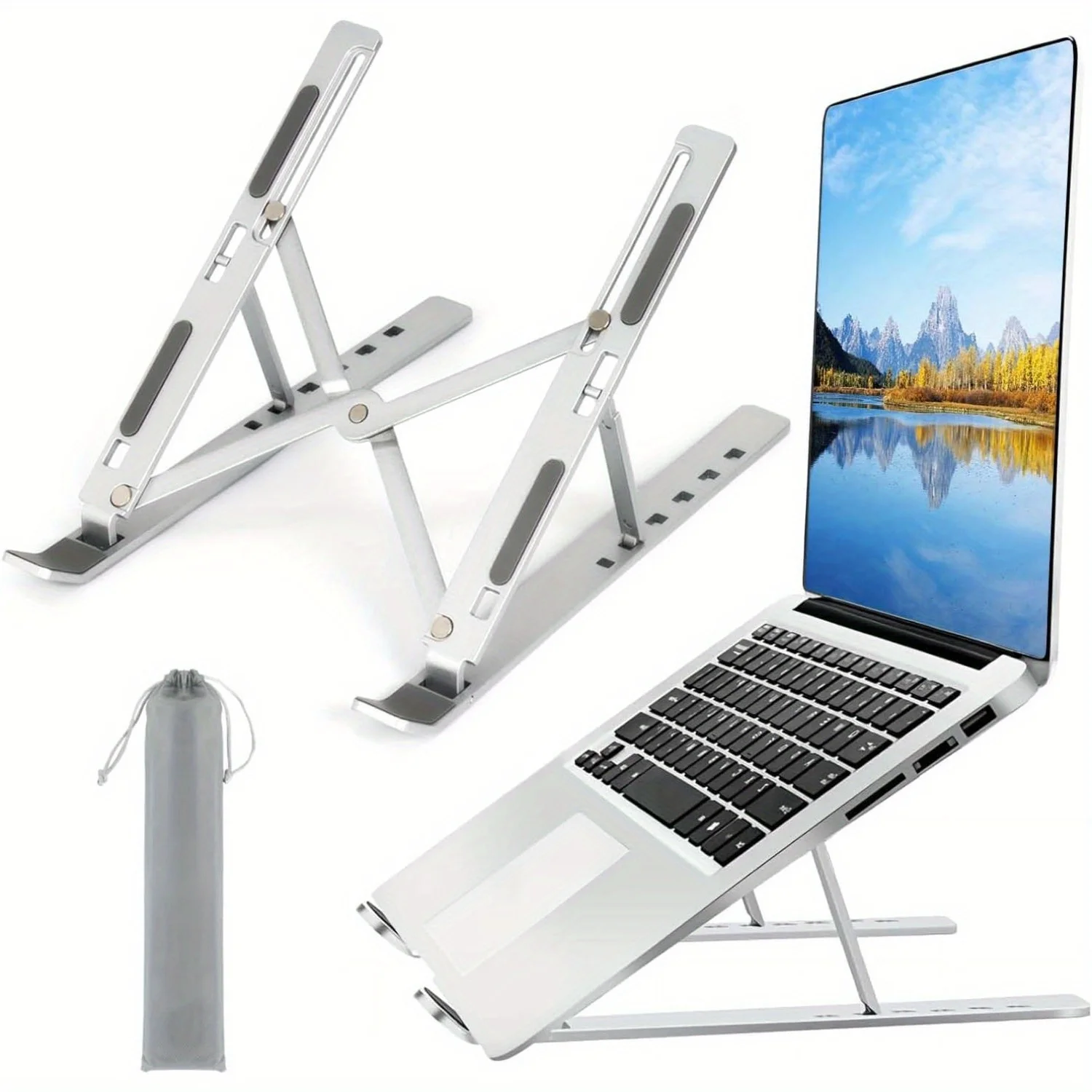 Laptop Accessories Dell - ขาตั้งแล็ปท็อปอะลูมิเนียมแบบปรับได้ - ความสูง 6 ระดับ การออกแบบพับได้