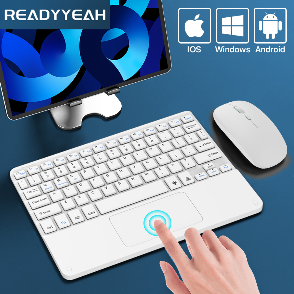 Mini Wireless Mouse - คีย์บอร์ดและเมาส์ไร้สายทัชแพดคีย์บอร์ดบลูทูธคีย์บอร์ดสำหรับ iOS Android Windows แท็บเล็ตมินิแบบพกพาแบบบางพิเศษสำหรับ iPad