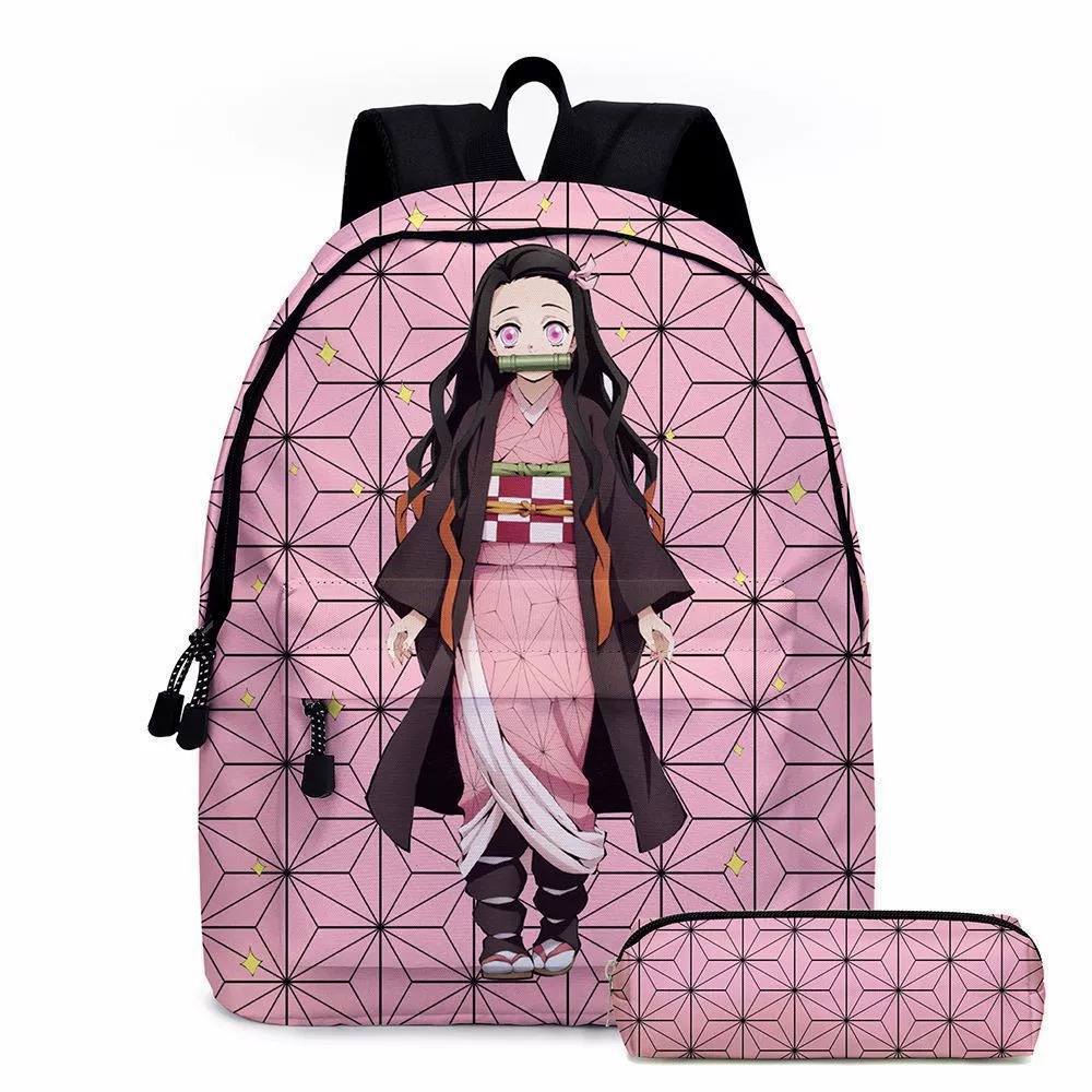 Laptop Accessories For Girls - อะนิเมะเดมอนสเลเยอร์กระเป๋าเป้สะพายหลังกล่องดินสอ 2 ชิ้นชุดพิมพ์กระเป๋านักเรียนนักเรียนความจุขนาดใหญ่กระเป๋าใส่หนังสือแล็ปท็อปกระเป๋าใส่อุปกรณ์เครื่องเขียนของขวัญ