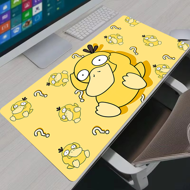 Laptop Accessories Gaming - แผ่นรองเมาส์อะนิเมะ P-Pokemon Psyduck XXL แผ่นรองเมาส์สำหรับเล่นเกมขนาดใหญ่แผ่นรองโต๊ะยางกันลื่นแล็ปท็อปพีซีอุปกรณ์เสริมแผ่นรองคีย์บอร์ดเกมเมอร์