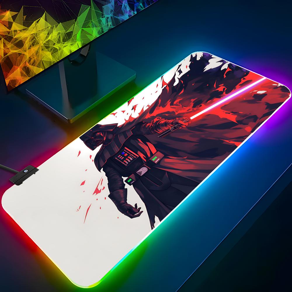 Laptop Accessories Rgb - S-StarS W-Wars แผ่นรองเมาส์ RGB แผ่นรองเมาส์แบบมีไฟแบ็คไลท์แผ่นรองเมาส์แล็ปท็อปแล็ปท็อปเกมเมอร์โต๊ะคอมพิวเตอร์อุปกรณ์เสริมสำหรับเล่นเกม