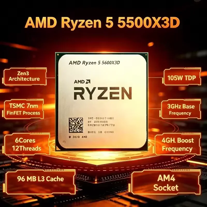 AMD Ryzen 5 5500X3D R5 5500X3D - Amd Cpu Ryzen 5 บทวิจารณ์และราคา